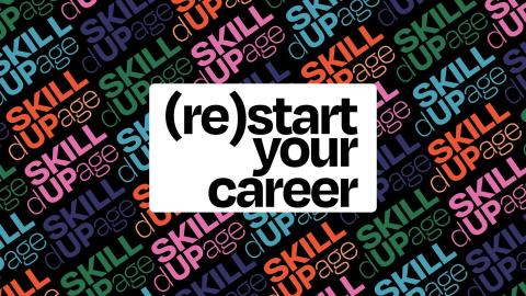 Colorful "Skill Up" text repeated diagonally across a black background.