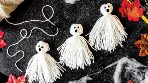 Create your own floating yarn ghost—perfect for adding a little Halloween haunt to your space! These charming decorations are easy to make and look like they’re floating in midair.